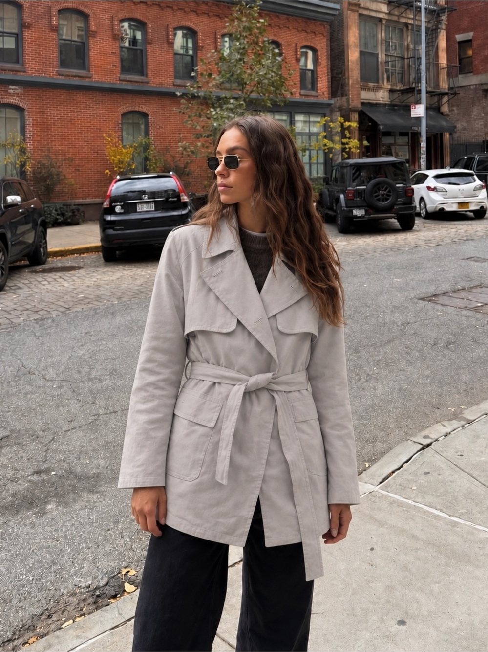 Banana Republic Light Gray Lyocell Cotton Belted Trench Jacket XS